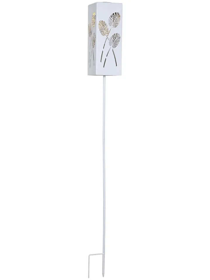 STAR Trading Außenbeleuchtung<LED-Solar-Gartenstecker "Albaleaf" in Weiß - (H)90 cm
