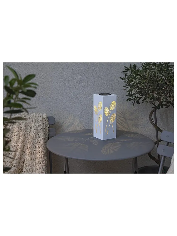 STAR Trading Außenbeleuchtung<LED-Solar-Gartenstecker "Albaleaf" in Weiß - (H)90 cm