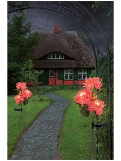 näve Außenleuchten<LED-Solar-Gartenstecker "Blume" in Pink - (H)79 cm