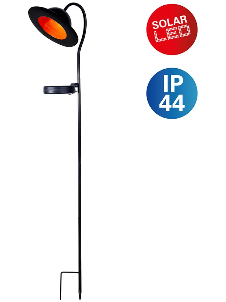 näve Außenbeleuchtung|Außenleuchten<LED-Solar-Gartenstecker "Bowler" in Schwarz - (B)17 x (H)86 x (T)15 cm