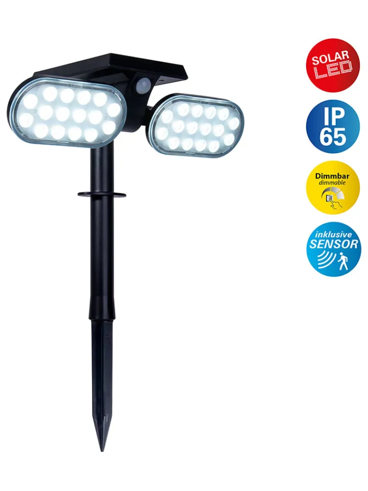 näve Außenbeleuchtung|Außenleuchten<LED-Solar-Gartenstecker "Paco" in Schwarz - (B)23 x (H)32 cm