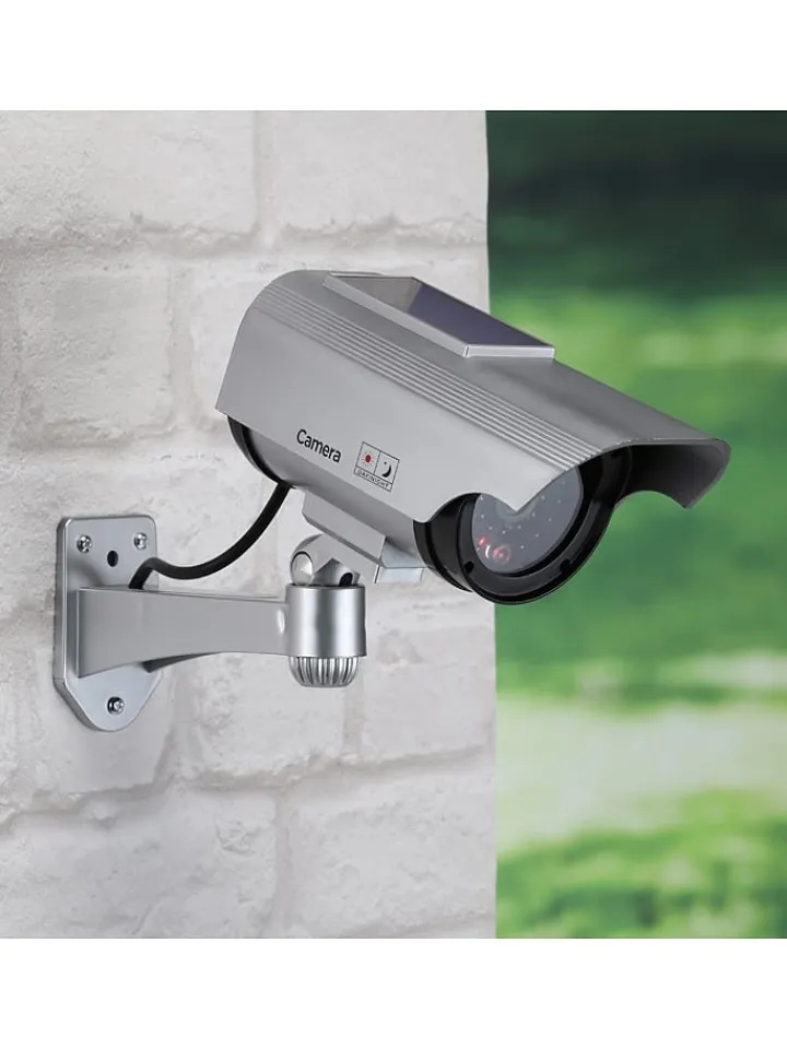 Garden Hero Gartendekoration<LED-Solar-Kamera-Attrappe in Silber - (L)22 x (B)7,5 cm