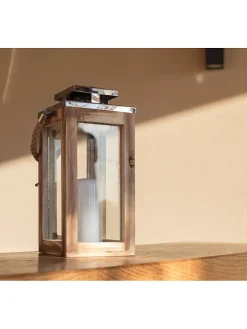 lumisky Außenbeleuchtung|Außenleuchten<LED-Solarleuchte "Oaky" in Natur/ Silber - (B)12,5 x (H)27,5 x (T)12,5 cm