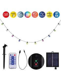 näve Außenbeleuchtung<LED-Solar-Lichterkette "Cadena" in Schwarz/ Transparent - (L)1000 cm