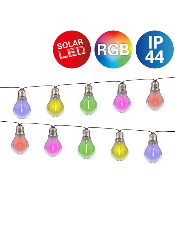 näve Außenleuchten|Außenbeleuchtung<LED-Solar-Lichterkette "Linda" in Bunt - (L)370 cm