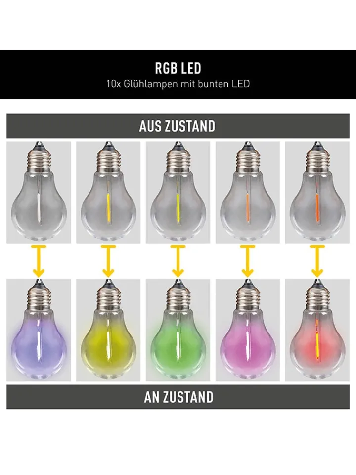 näve Außenleuchten|Außenbeleuchtung<LED-Solar-Lichterkette "Linda" in Bunt - (L)370 cm