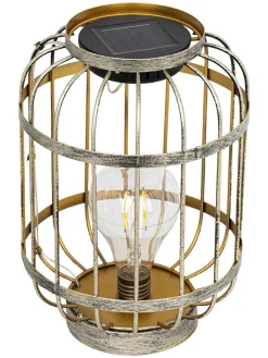 Garden Hero Außenbeleuchtung<LED-Solar-Tischlaterne in Gold/ Grün - (B)17 x (H)24 x (T)17 cm