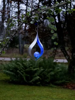 STAR Trading Gartendekoration<LED-Solar-Windspiel "Melilla" in Blau - (H)31 x Ø 18 cm