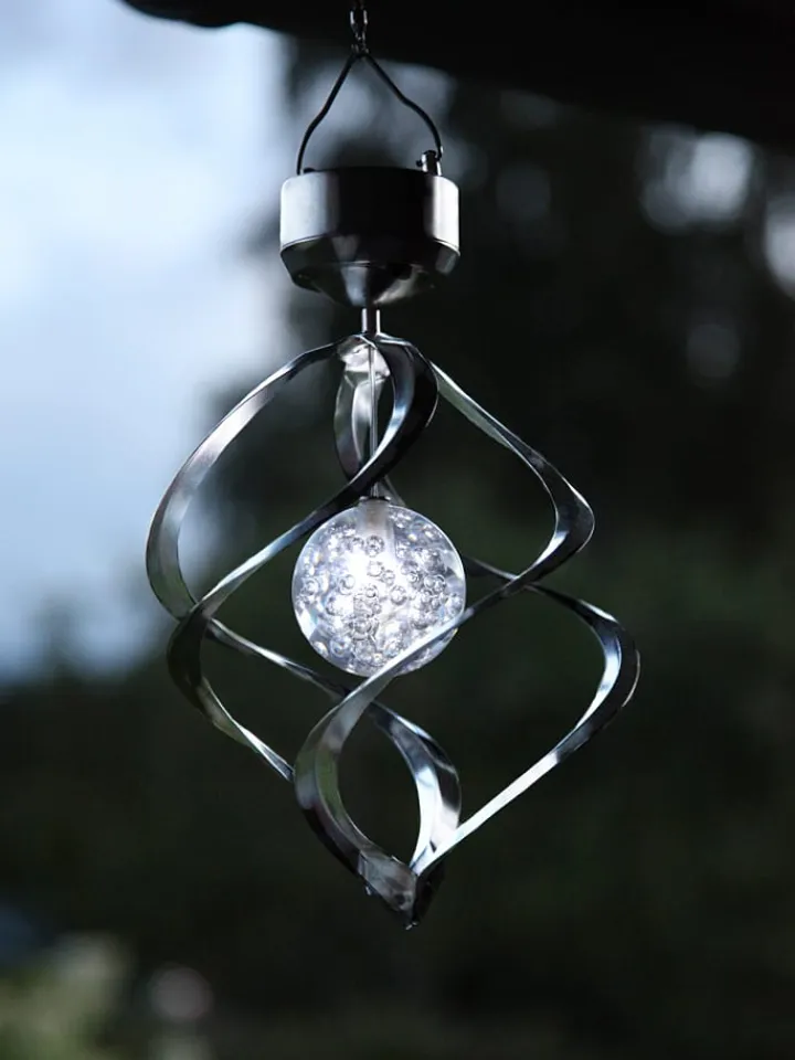 STAR Trading Außenleuchten<LED-Solar-Windspiel "Windmill" in Silber - (H)35 cm