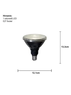 STAR Trading Leuchtmittel<LED-Spot ,Spotlight Outdoor', E27, 15W, 1300lm, schwarz, Tageslicht