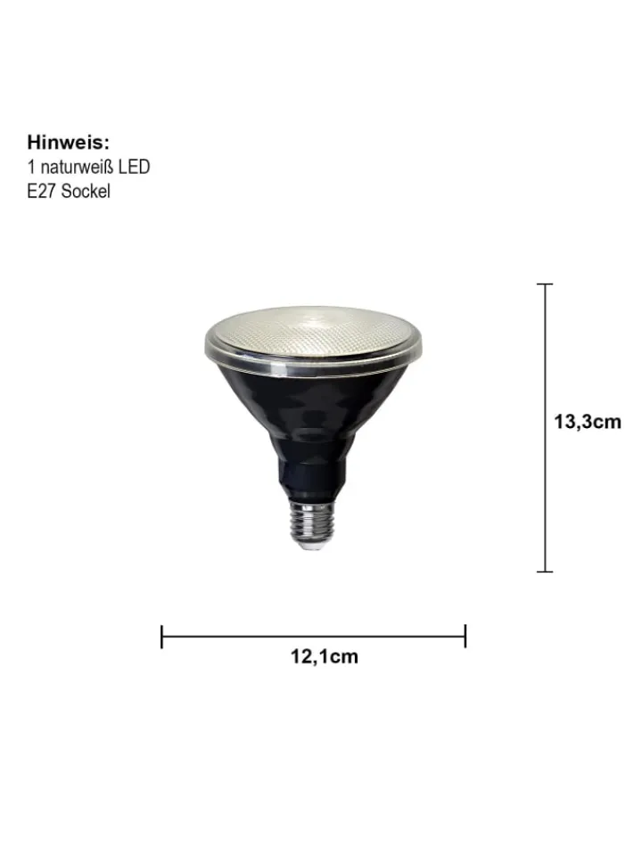 STAR Trading Leuchtmittel<LED-Spot ,Spotlight Outdoor', E27, 15W, 1300lm, schwarz, Tageslicht