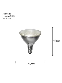 STAR Trading Leuchtmittel<LED-Spot ,Spotlight Outdoor', E27, 15W, 1250lm, silber, Tageslicht