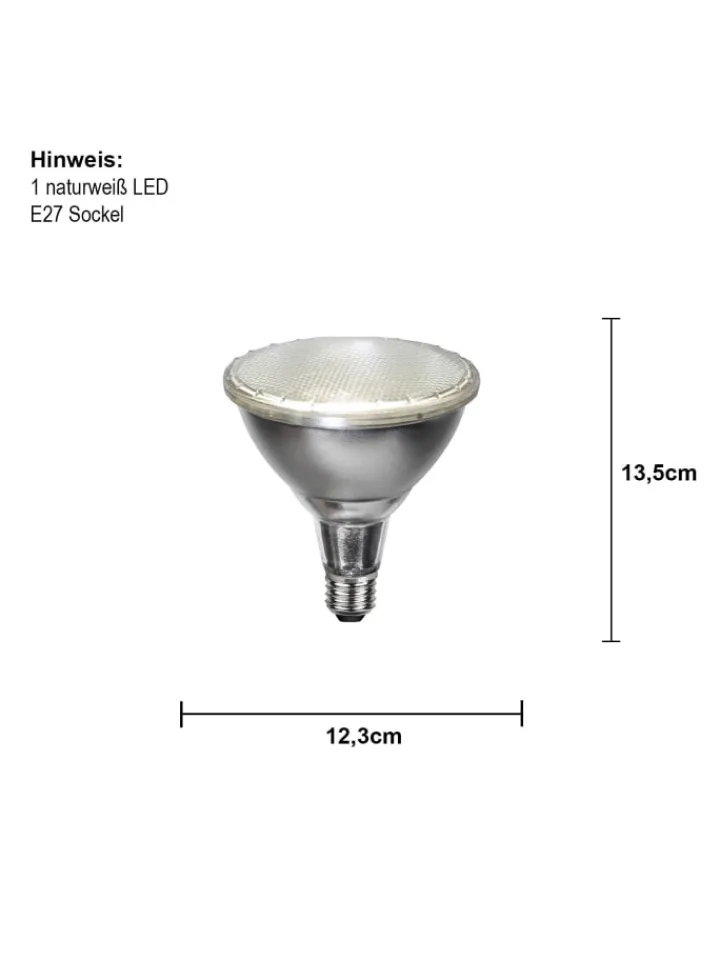 STAR Trading Leuchtmittel<LED-Spot ,Spotlight Outdoor', E27, 15W, 1250lm, silber, Tageslicht