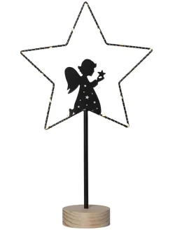 STAR Trading Stehleuchten<LED-Standleuchte "Glimta" in Schwarz/ Hellbraun - (H)42 cm