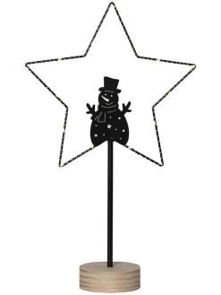 STAR Trading Stehleuchten<LED-Standleuchte "Glimta" in Schwarz/ Hellbraun - (H)42 cm