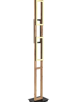 Globo lighting Stehleuchten<LED-Standleuchte "Illa" in Schwarz/ Hellbraun - (L)25 x (B)20 x (H)150 cm
