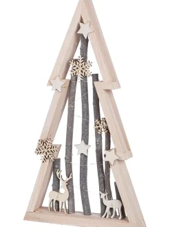 GILDE Lichterketten & Dekobeleuchtung<LED-Standrelief "Winter" in Natur - (B)28 x (H)51 x (T)5 cm