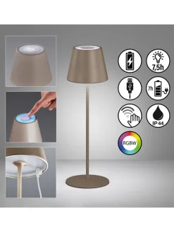 FH Lighting Tischleuchten<LED-Tischleuchte "Cosenza" in Hellbraun - (H)38 x Ø 12 cm