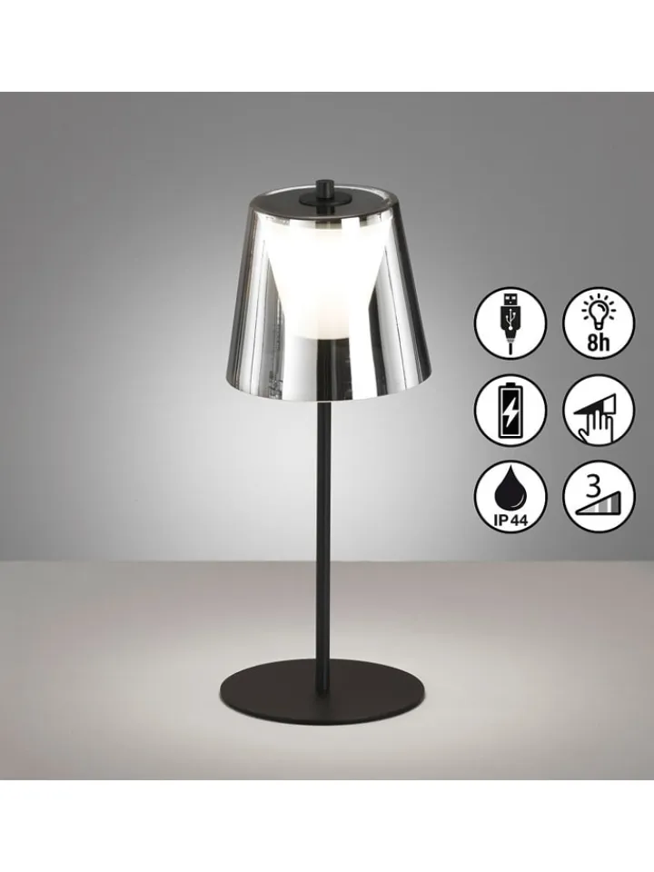 FH Lighting Tischleuchten<LED-Tischleuchte "Marbella" in Schwarz - (H)35 x Ø 14 cm