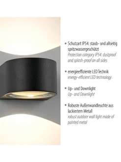 Paul Neuhaus Wandleuchten<LED-Wandleuchte in Schwarz - (H)6,8 x Ø 11