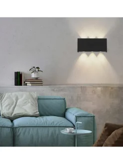 Just Light Wandleuchten<LED-Wandleuchte "Lola Carla" in Schwarz - (B)17 x (H)8 x (T)4 cm