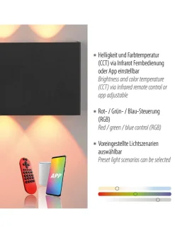 Just Light Wandleuchten<LED-Wandleuchte "Lola Carla" in Schwarz - (B)17 x (H)8 x (T)4 cm