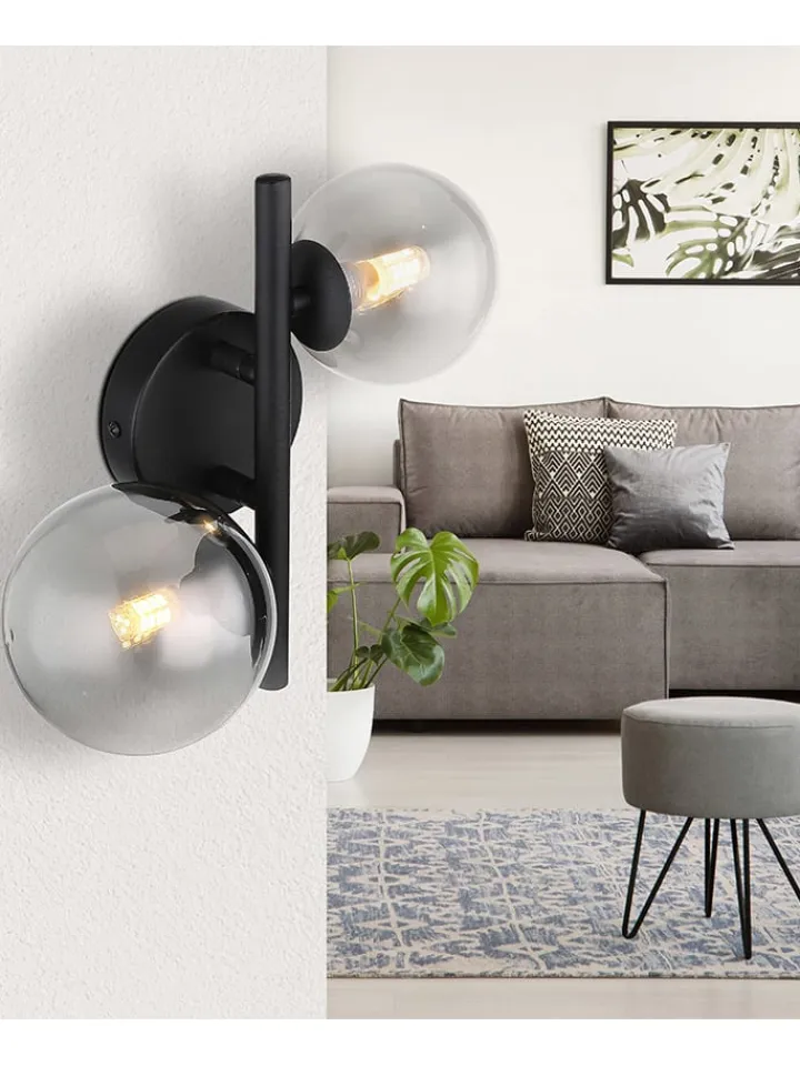 Globo lighting Wandleuchten<LED-Wandleuchte "Riha" in Schwarz - (L)24 x (B)25 x (H)12,5 cm