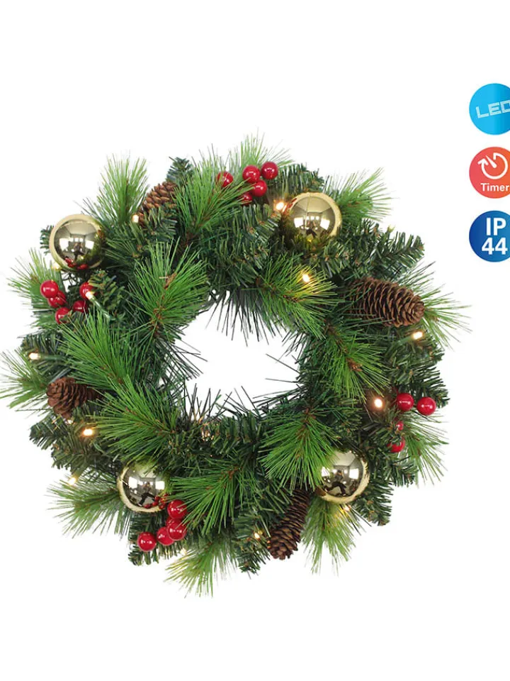 näve Dekofiguren & -Objekte<LED-Weihnachtskranz "Noel" in Grün - Ø 35 cm