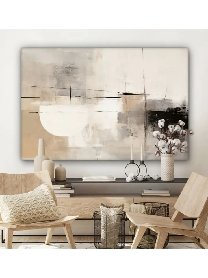 MuchoWow Wanddekoration<Leinwand bilder Abstrakte Kunst weiß schwarz (BxH)