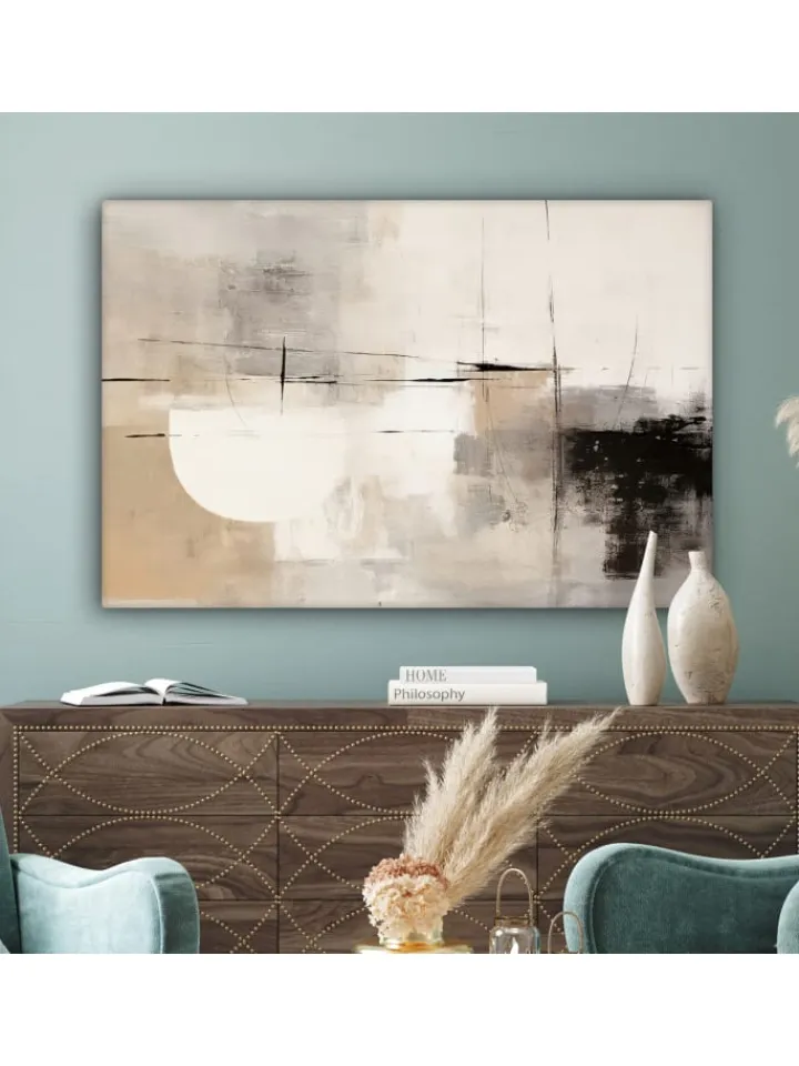 MuchoWow Wanddekoration<Leinwand bilder Abstrakte Kunst weiß schwarz (BxH)