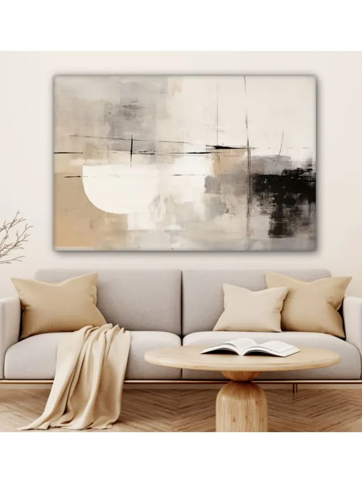MuchoWow Wanddekoration<Leinwand bilder Abstrakte Kunst weiß schwarz (BxH)