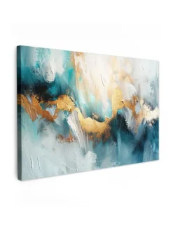 MuchoWow Wanddekoration<Leinwand bilder Abstrakte Kunst gold blau (BxH)