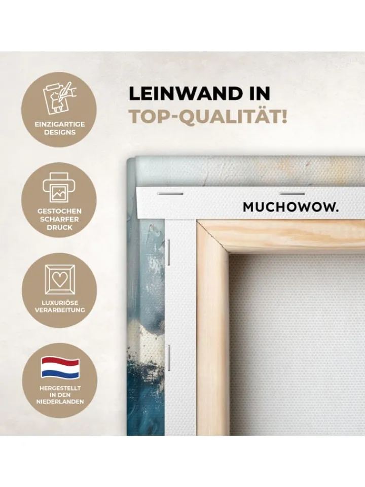 MuchoWow Wanddekoration<Leinwand bilder Abstrakte Kunst gold blau (BxH)
