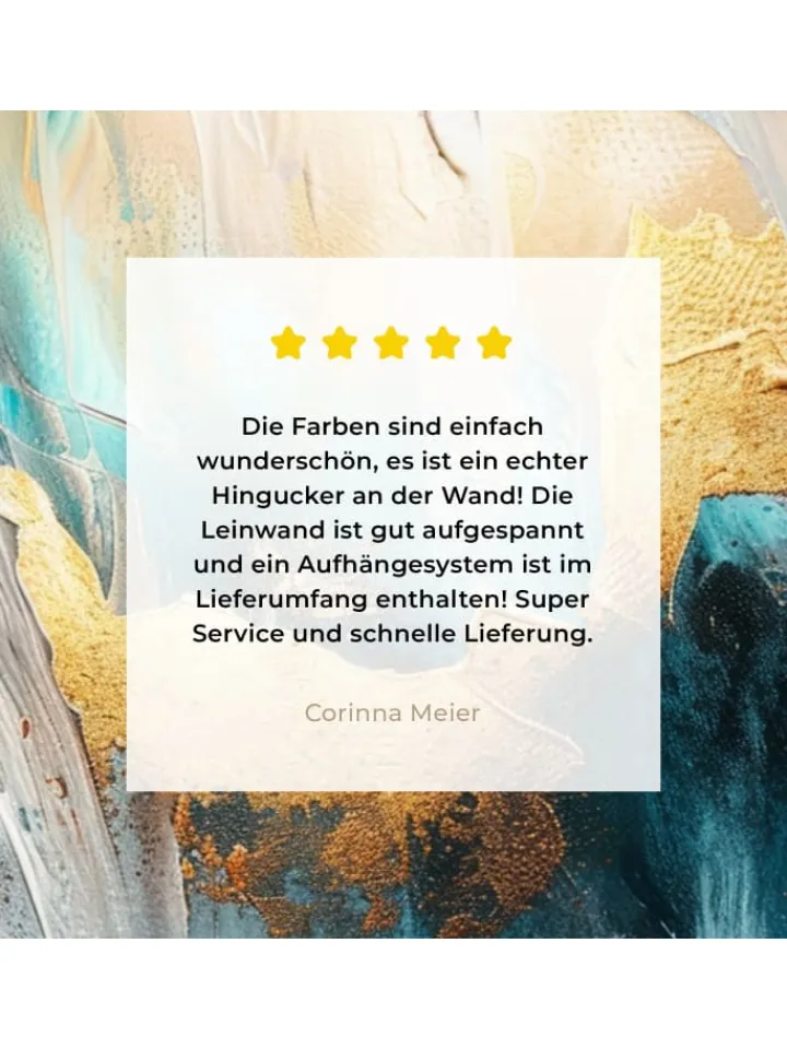 MuchoWow Wanddekoration<Leinwand bilder Abstrakte Kunst gold blau (BxH)