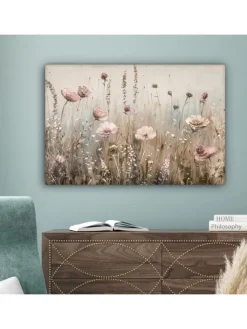 MuchoWow Wanddekoration<Leinwand bilder Blumenfeld (BxH)