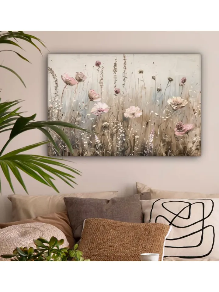 MuchoWow Wanddekoration<Leinwand bilder Blumenfeld (BxH)