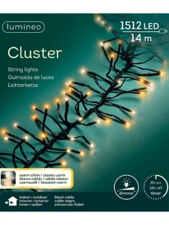 LUMINEO Lichterketten & Dekobeleuchtung<Lichterkette CLUSTER 1512 LED 14 m, schwarzes Kabel in Warm weiß/Klassisch warm