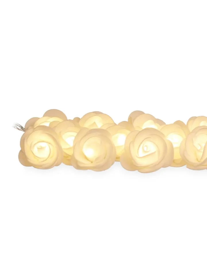 relaxdays Lichterketten & Dekobeleuchtung<Lichterkette Rosen in Weiß - (L)3,3 m
