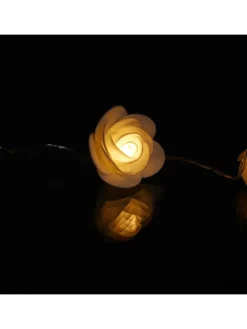 relaxdays Lichterketten & Dekobeleuchtung<Lichterkette Rosen in Weiß - (L)3,3 m