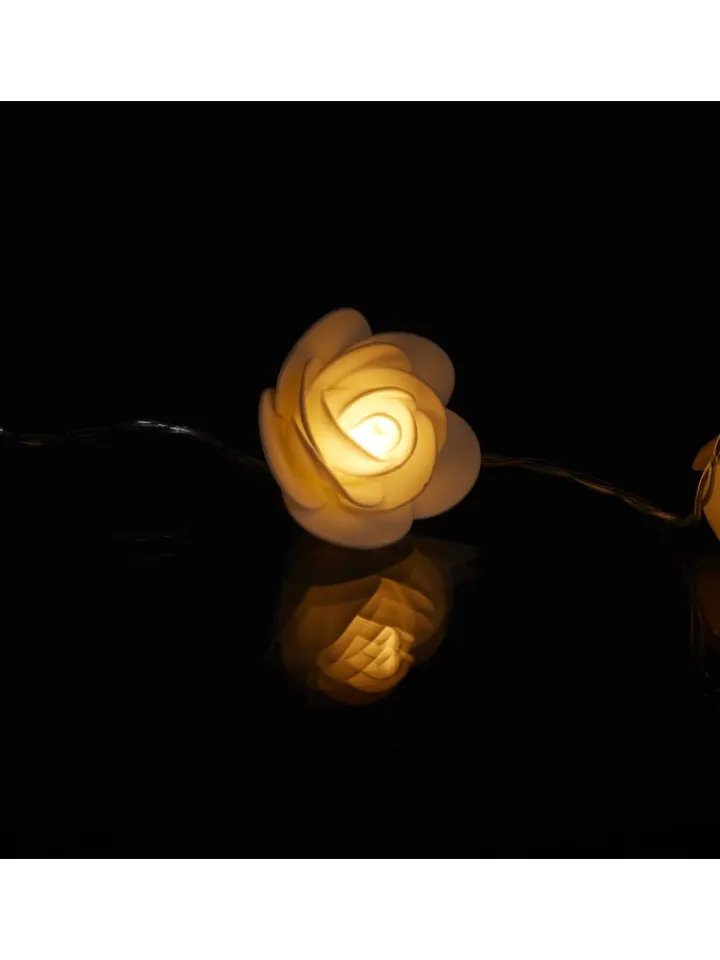 relaxdays Lichterketten & Dekobeleuchtung<Lichterkette Rosen in Weiß - (L)3,3 m