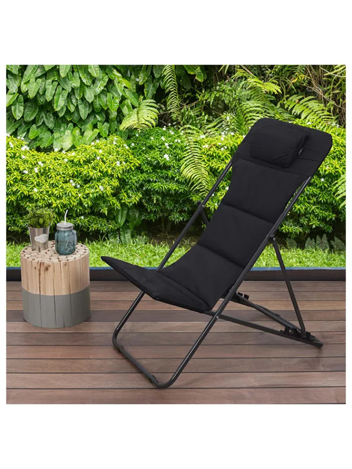 Garden Spirit Gartenmöbel<Liegestuhl "Corfou" in Schwarz - (B)55 x (H)89 x (T)81 cm