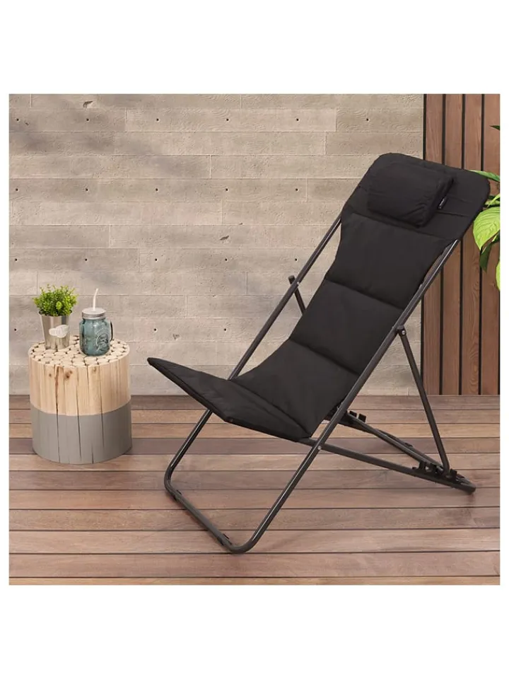 Garden Spirit Gartenmöbel<Liegestuhl "Corfou" in Schwarz - (B)55 x (H)89 x (T)81 cm