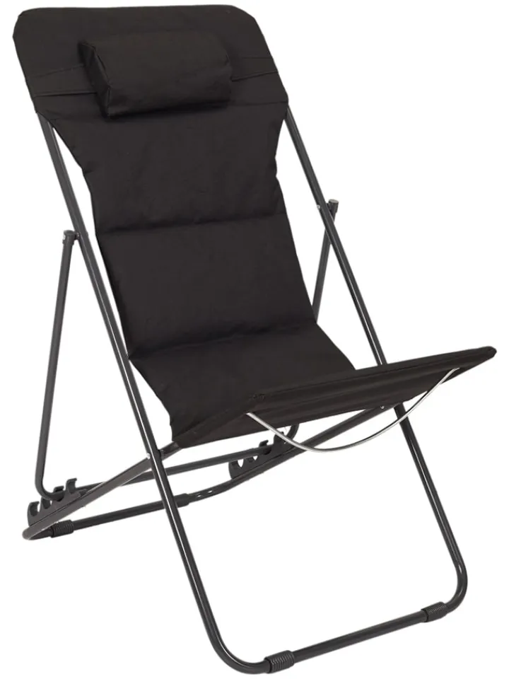 Garden Spirit Gartenmöbel<Liegestuhl "Corfou" in Schwarz - (B)55 x (H)89 x (T)81 cm
