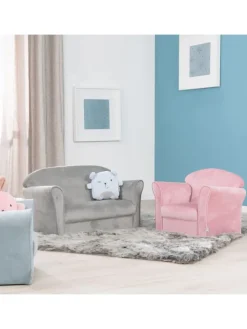 roba Sitzmöbel<Lil Sofa' Kindercouch mit Armlehnen, Samtstoff Silbergrau
