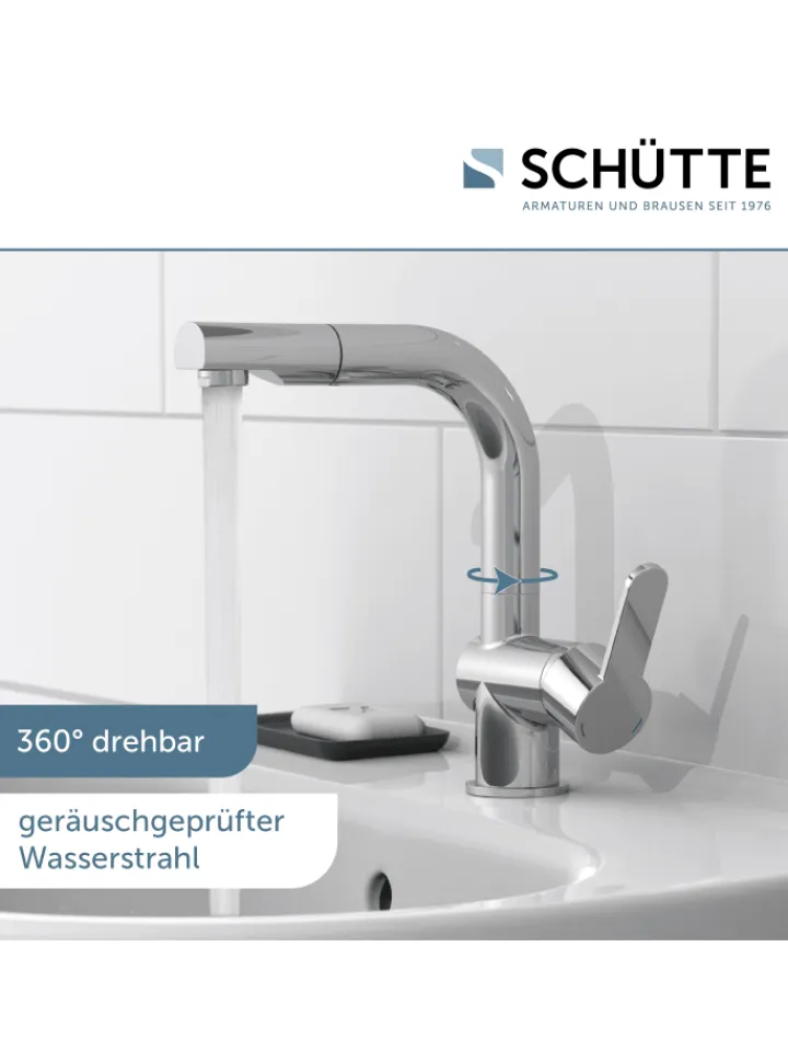Franz Joseph Schütte Badarmaturen<LONDON Waschtischarmatur, Chrom, mit herausziehbarer Haarbrause