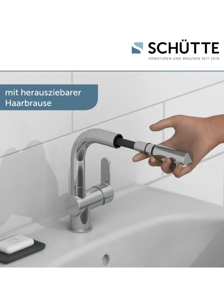 Franz Joseph Schütte Badarmaturen<LONDON Waschtischarmatur, Chrom, mit herausziehbarer Haarbrause