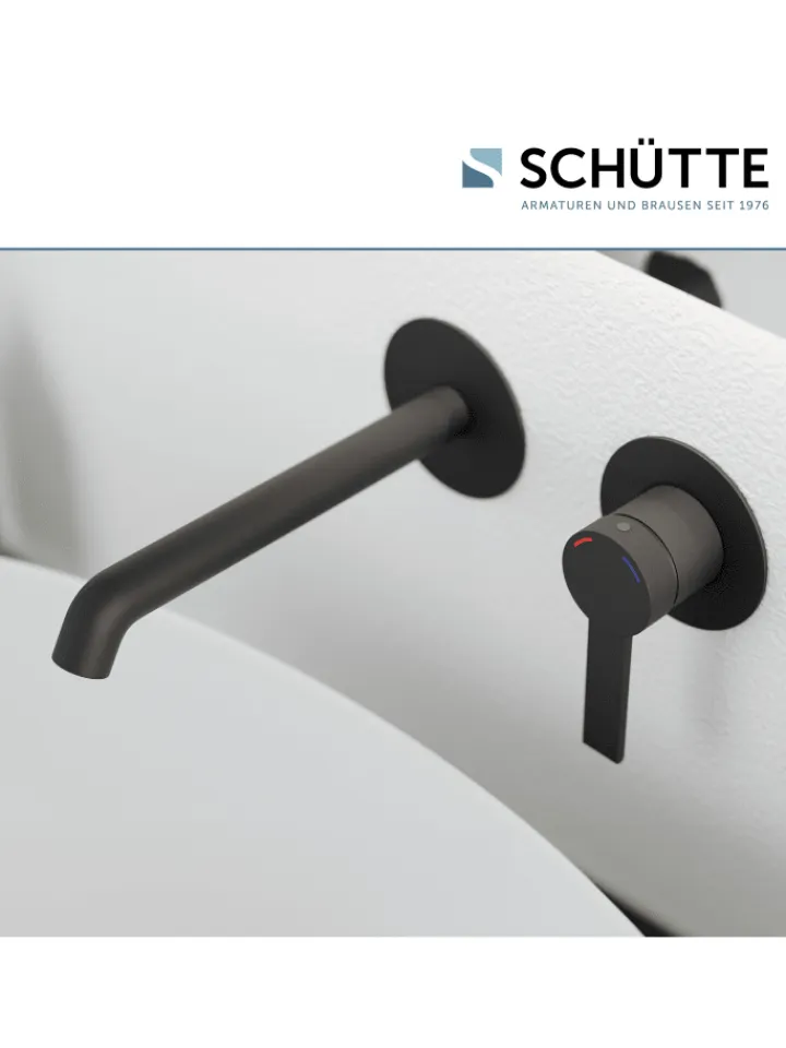 Franz Joseph Schütte Badarmaturen<LOS ANGELES Waschtischarmatur, Schwarz matt, für Wandmontage