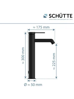 Franz Joseph Schütte Badarmaturen<LOS ANGELES Waschtischarmatur, Schwarz matt, für Aufsatzwaschbecken