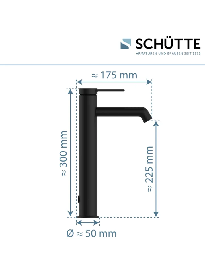 Franz Joseph Schütte Badarmaturen<LOS ANGELES Waschtischarmatur, Schwarz matt, für Aufsatzwaschbecken