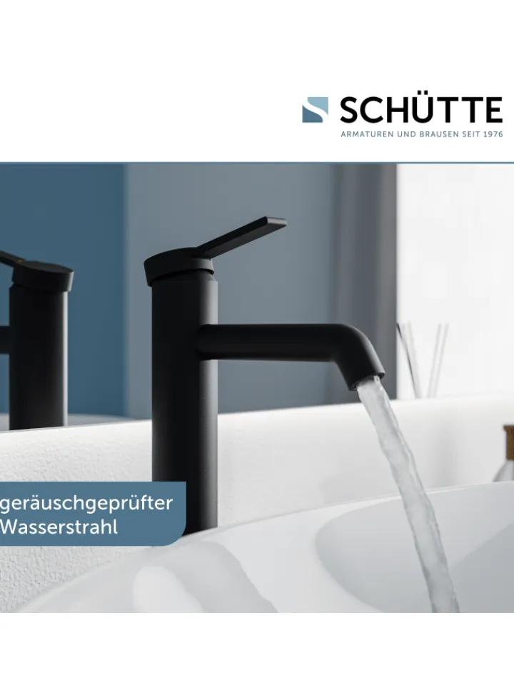 Franz Joseph Schütte Badarmaturen<LOS ANGELES Waschtischarmatur, Schwarz matt, für Aufsatzwaschbecken